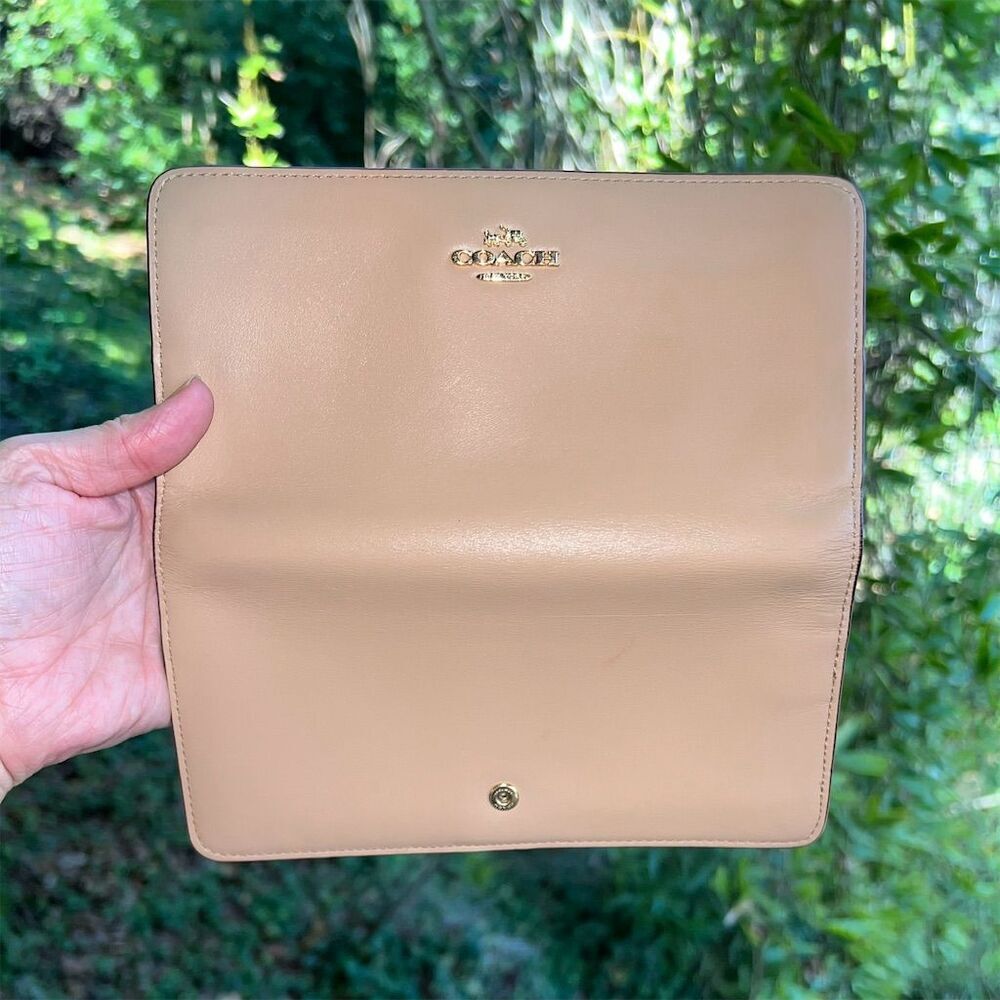 COACH Slim Wallet Smooth Calf Leather Nude w Gold Hardware AUTHENTIC - Picture 4 of 6